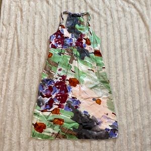 Arden b dress size small v neck colorful print silky material with pockets